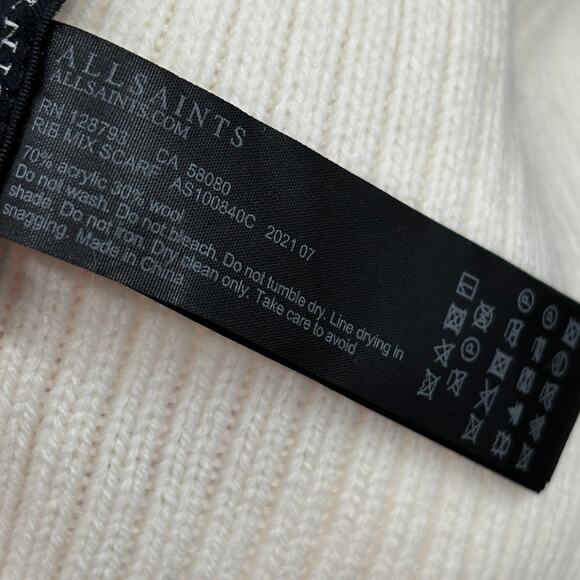 ALLSAINTS Ribbed Knit Chalk White Scarf - Picture 8 of 8